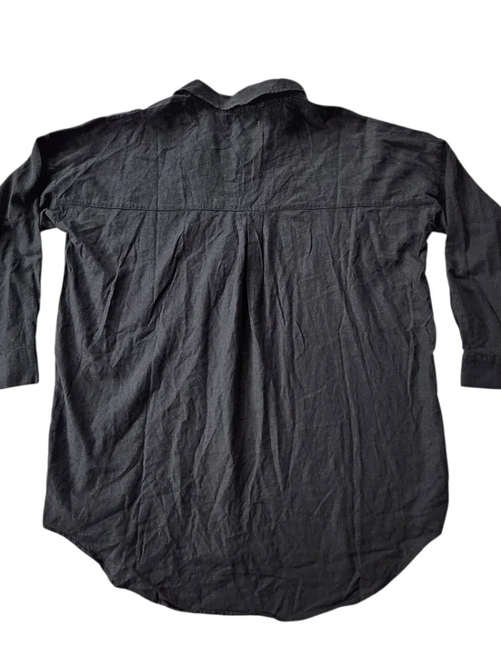 New W Tags Risen Black Linen Blend Oversized Tunic Top Sz M - Picture 3 of 5